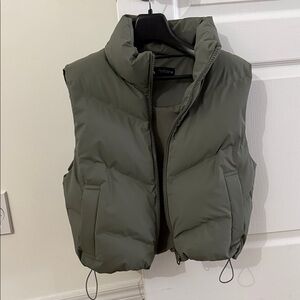 Zara Olive Green Quilted Vest